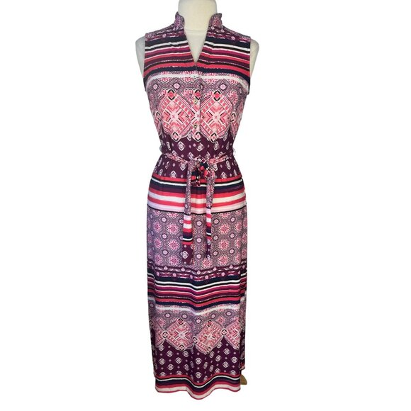 JM Collection Sleeveless Maxi Dress Size 4 Pink Purple New Belt - Picture 1 of 9